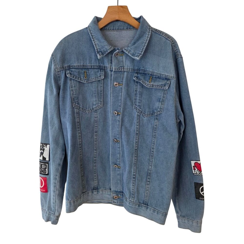 D-Gradno‎ #8 Men’s Denim Long Sleeve Heavy Button Up Jean Jacket Est Sz M